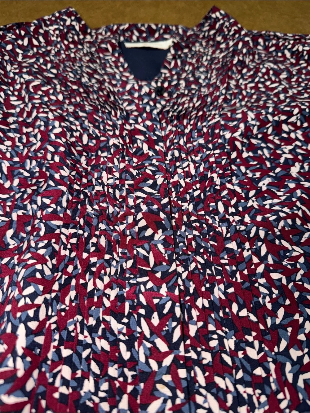 Tory Burch Red Agote Confetti Silk Navy & Burgundy Printed Midi Dress • Like NEW
